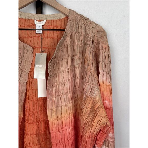 NEW Chico's Adamma Open Front Jacket Women's XL Ruched Sunset Ombre Soft Stretch - Picture 2 of 13
